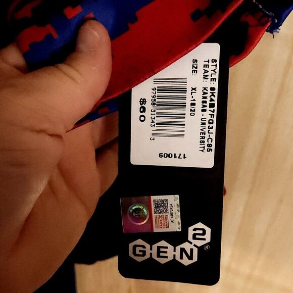 Gen 2 Kids University Of Kansas Red Blue Camouflage Jayhawk Hooded Sweatshirt XL - Picture 10 of 10